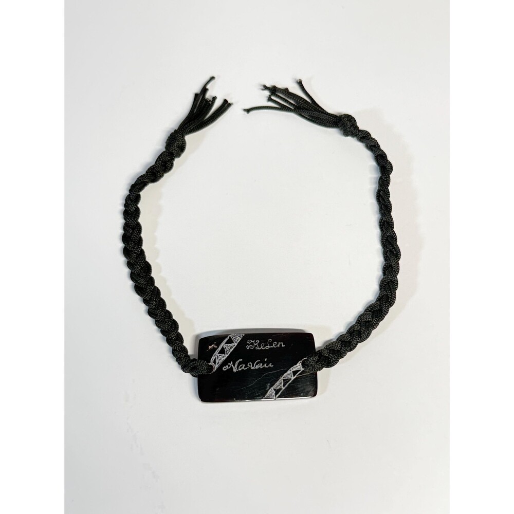 Personalized Helen Valerie Black Braided Cord Nameplate Anklet 11.25"